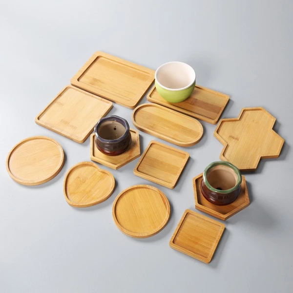 Custom Shape Vintage Bamboo Tea Cup Mat Mugs Coaster