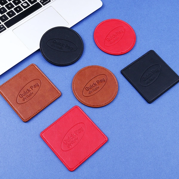 Promotional Custom Print Logo PU Leather Drink Coasters Cup Mat