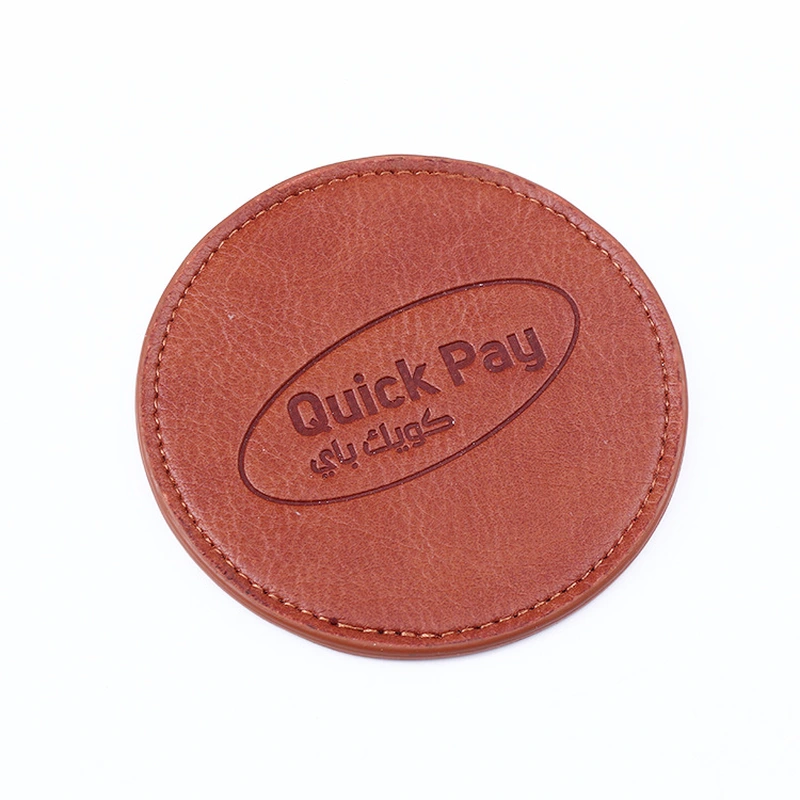 Promotional Custom Print Logo PU Leather Drink Coasters Cup Mat