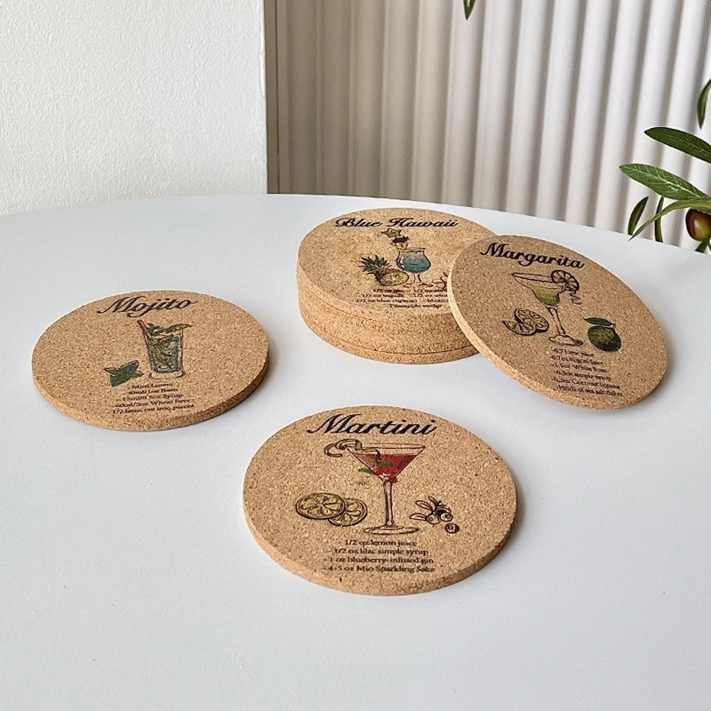 Vintage Europe Cork Printed Coaster Anti Slip Insulation Mat Cup Pad