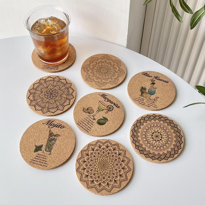 Vintage Europe Cork Printed Coaster Anti Slip Insulation Mat Cup Pad