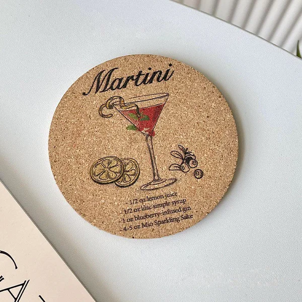 Vintage Europe Cork Printed Coaster Anti Slip Insulation Mat Cup Pad