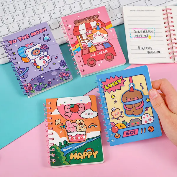 Cartoon Students Mini Portable Pocket Notepad Spiral Memo Pads