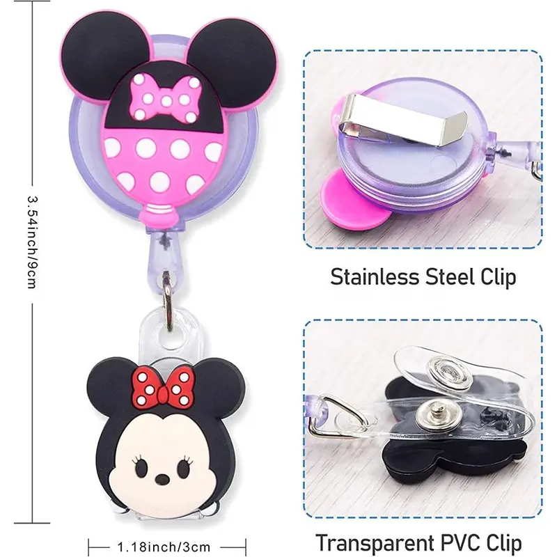 Custom Stylish Cartoon PVC Patch Retractable Badge Reel