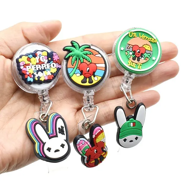 Custom Stylish Cartoon PVC Patch Retractable Badge Reel