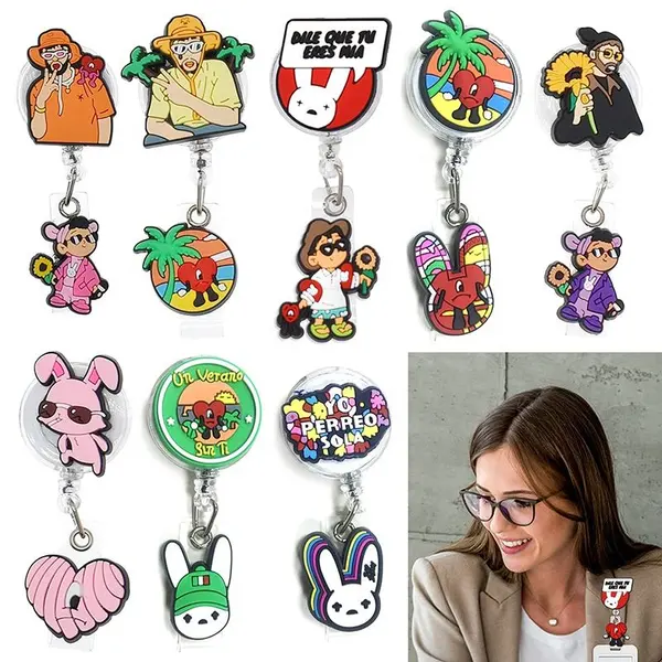 Custom Stylish Cartoon PVC Patch Retractable Badge Reel