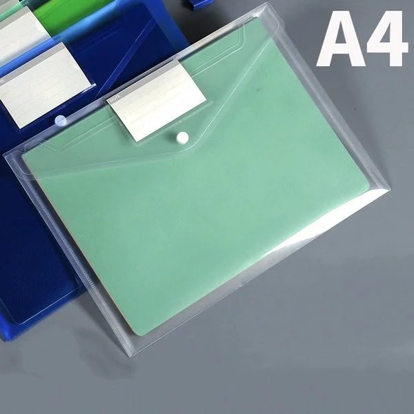 Custom Transparent Plastic A4 File Document Bag with White ID Card