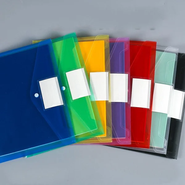 Custom Transparent Plastic A4 File Document Bag with White ID Card