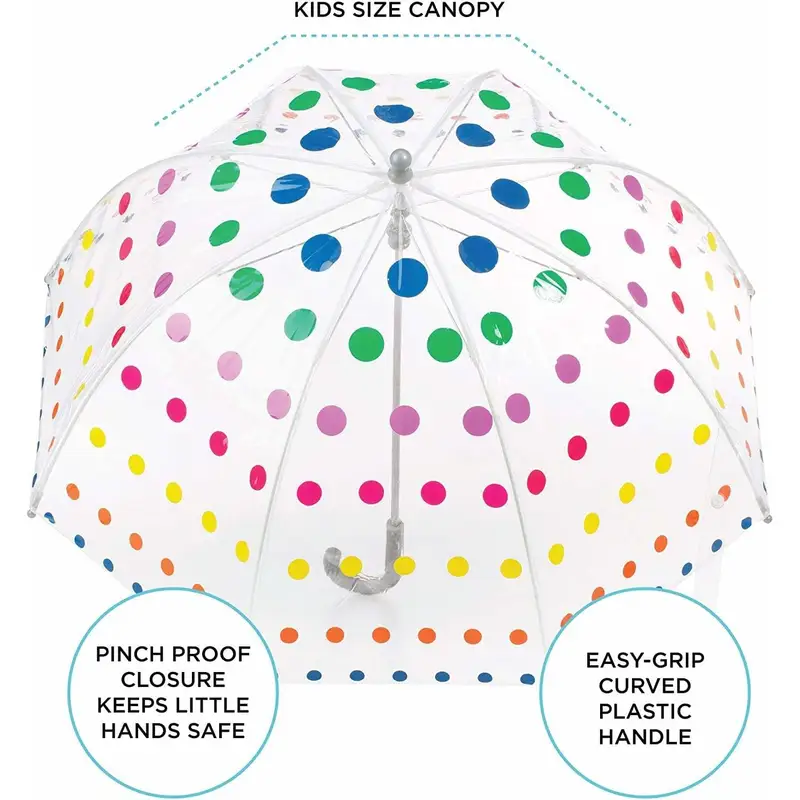 New Dome Transparent Children Kids Fashion Rain Sun Cartoon Umbrella