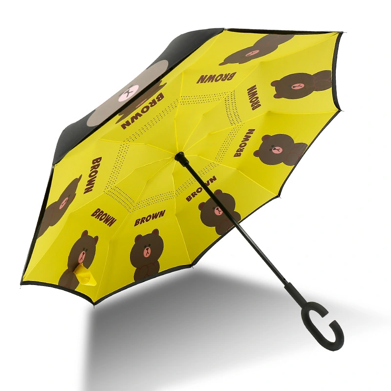 Auto Open Cute Cartoon Kids Reverse Umbrella