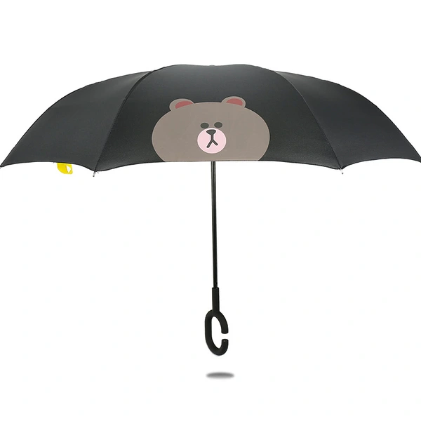 Auto Open Cute Cartoon Kids Reverse Umbrella
