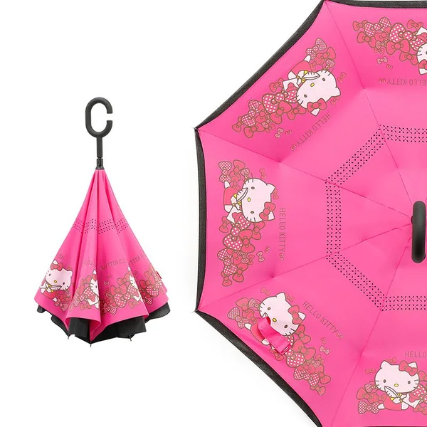Auto Open Cute Cartoon Kids Reverse Umbrella