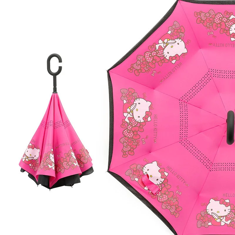 Auto Open Cute Cartoon Kids Reverse Umbrella