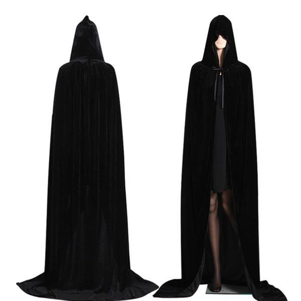 Adult Halloween Velvet Cloak Cape Hooded Witch Vampire Carnival Party