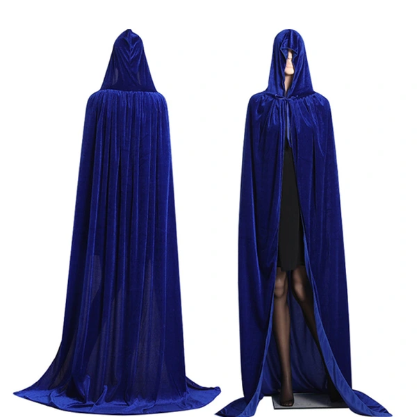 Adult Halloween Velvet Cloak Cape Hooded Witch Vampire Carnival Party