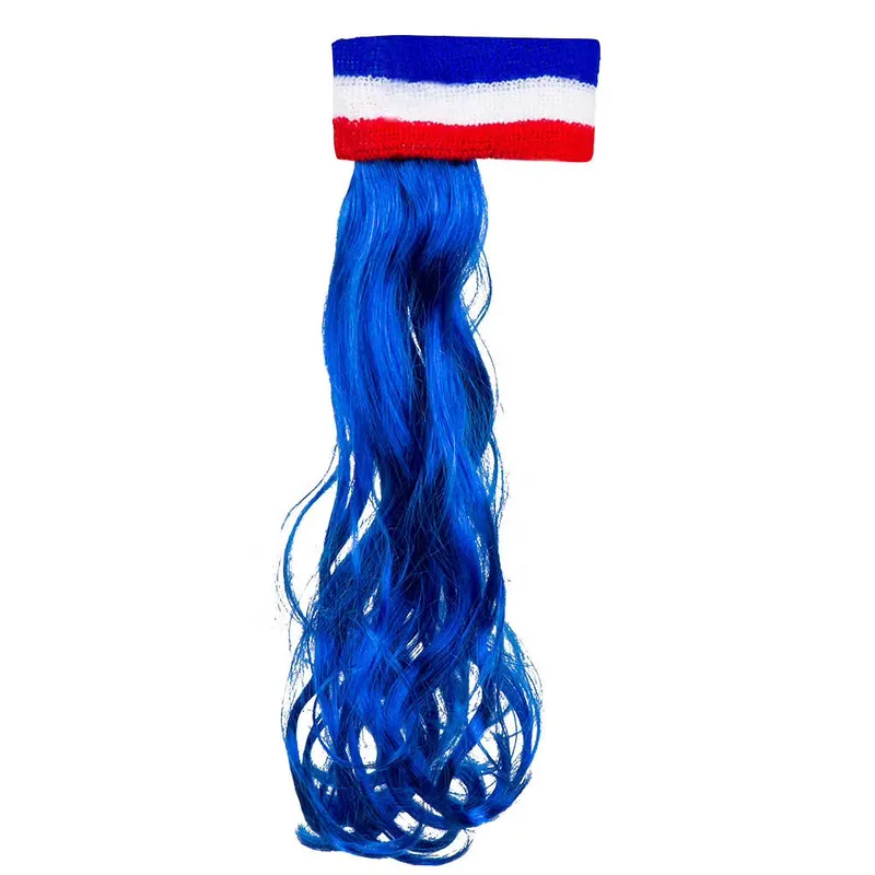 Custom Cheap Football Colorful Sports Fans Wigs with Sweatband