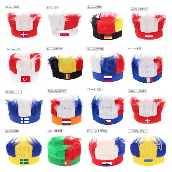 Halloween Carnival National Celebration Fluffy Headband Fans Wigs