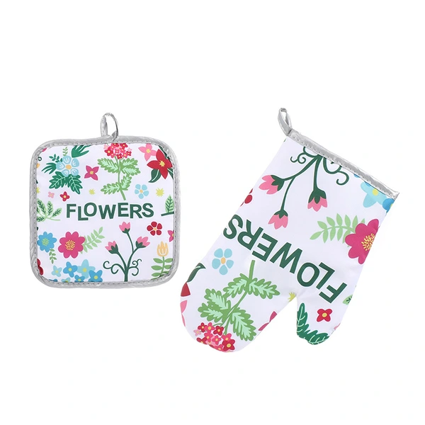 Kitchen Oven Gloves Set Mitts Heat Resistant Cooking Baking Gloves Set