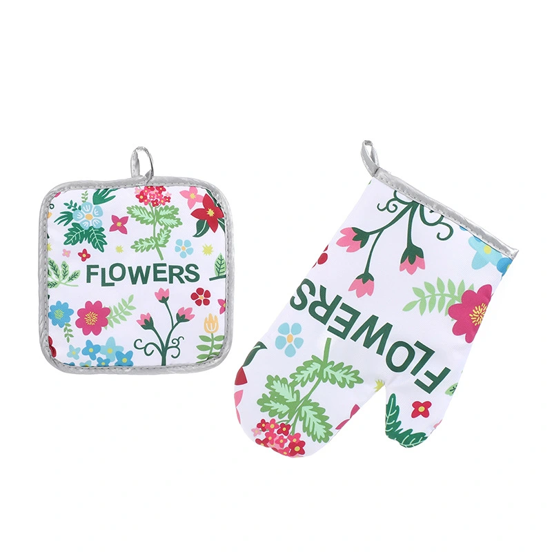 Kitchen Oven Gloves Set Mitts Heat Resistant Cooking Baking Gloves Set