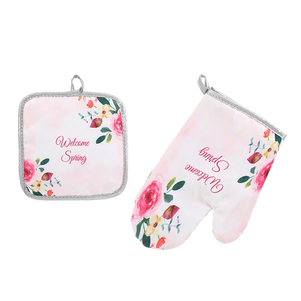 Kitchen Oven Gloves Set Mitts Heat Resistant Cooking Baking Gloves Set