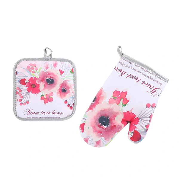 Kitchen Oven Gloves Set Mitts Heat Resistant Cooking Baking Gloves Set