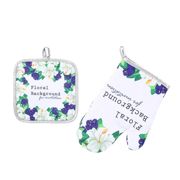 Kitchen Oven Gloves Set Mitts Heat Resistant Cooking Baking Gloves Set