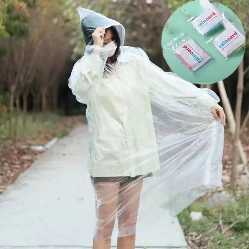 Disposable One-piece Travel Raincard Outdoor Pullover Raincoat 