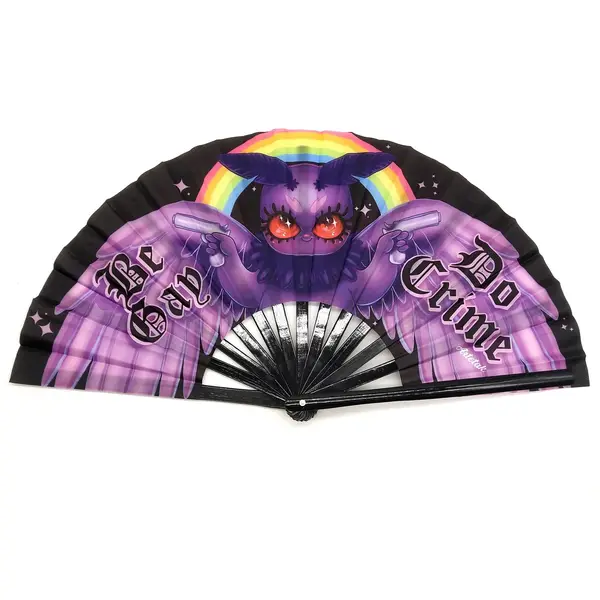 Custom Logo Printing Polyester Satin Bamboo Fan Rainbow Gay Pride Fan