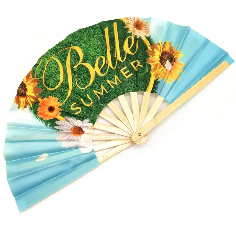 Custom Printed Fold Fabric Hand Fan For Promotional Advertising Gift