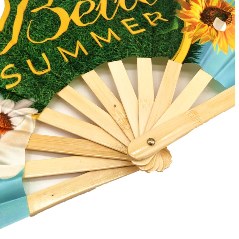 Custom Printed Fold Fabric Hand Fan For Promotional Advertising Gift