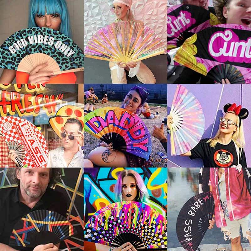 Custom Printed Fold Fabric Hand Fan For Promotional Advertising Gift