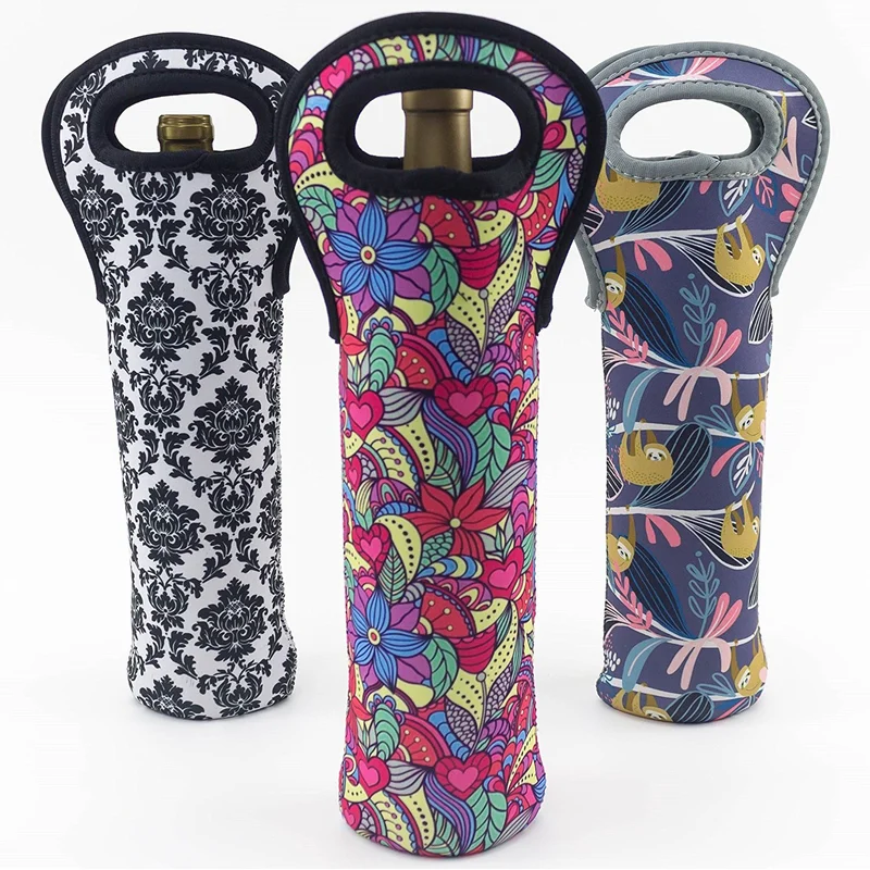 Custom Logo Portable Neoprene Wine Tote Holders Bottle Holder Cooler