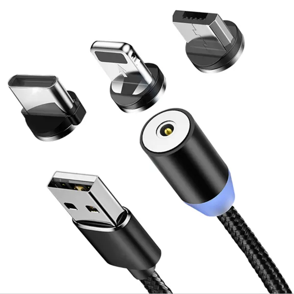 Magnetic Phone Cable Micro USB Cable 3 in 1 Led Lighting Charg Cable
