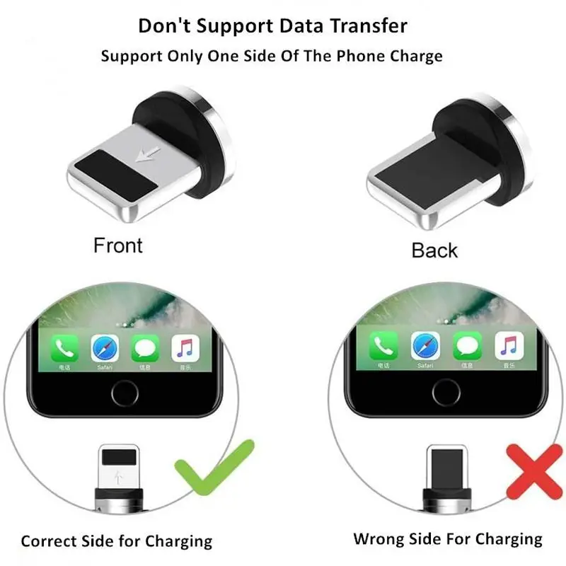 Magnetic Phone Cable Micro USB Cable 3 in 1 Led Lighting Charg Cable