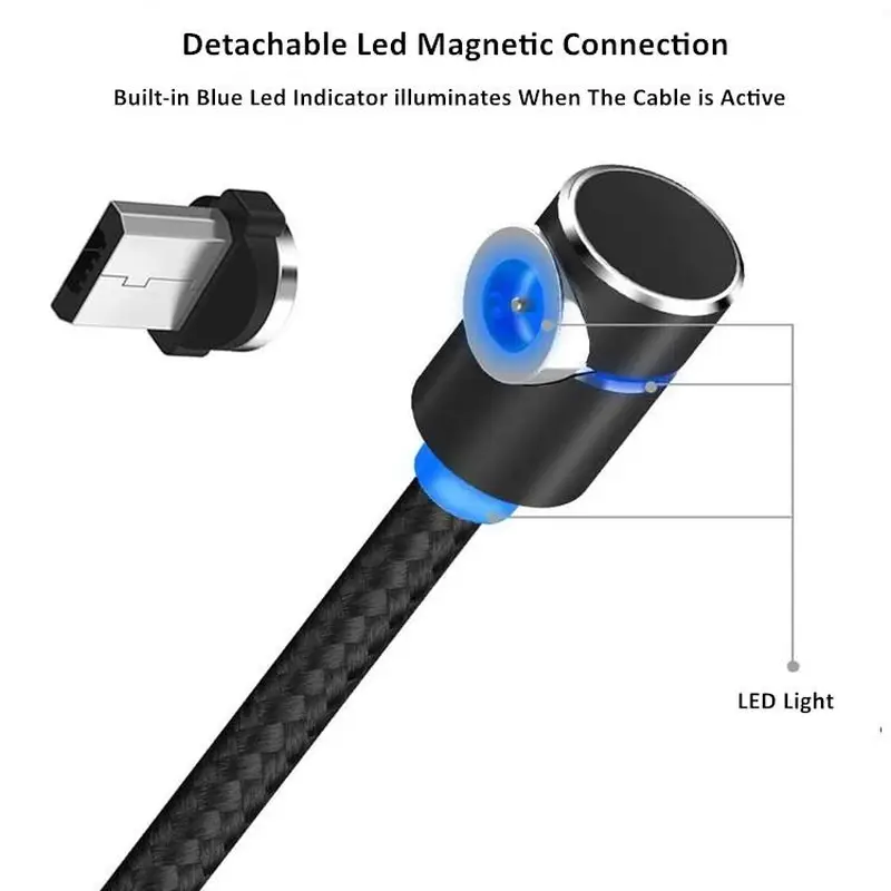 Magnetic Phone Cable Micro USB Cable 3 in 1 Led Lighting Charg Cable