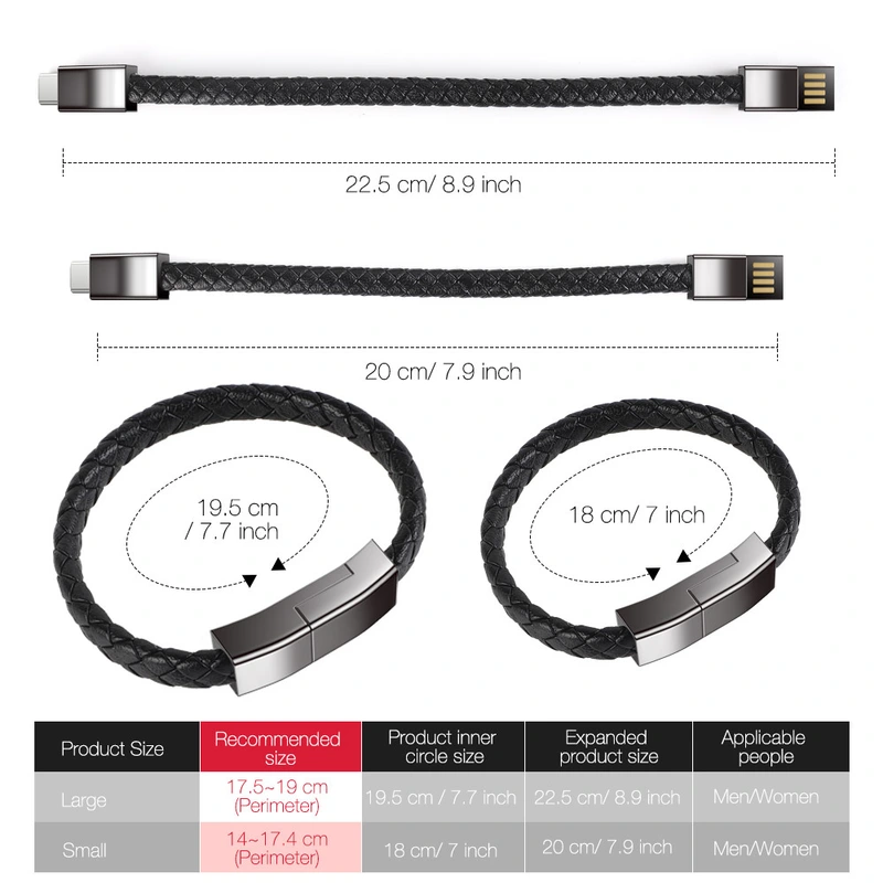 Micro Usb Charging Line Type c USB Cable Wrist Bracelet Data Line