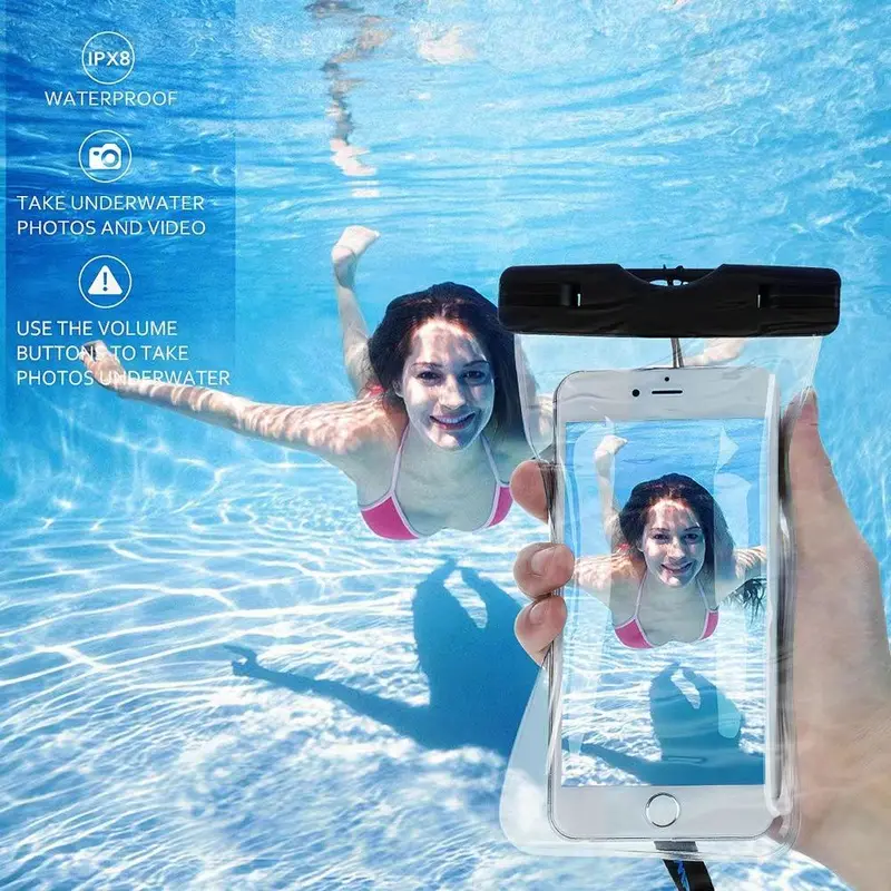 IPX8 Waterproof TPU PVC Swimming Boating Diving Mobile Phone Bag Case