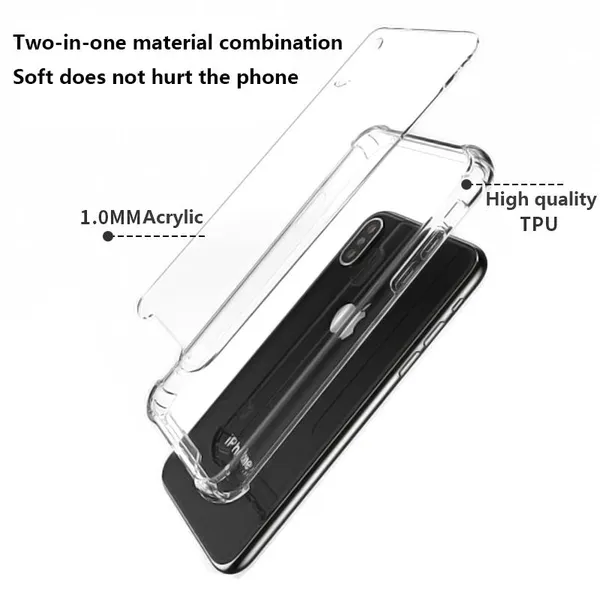 Shock Proof Four-corner Airbag for Acrylic Bumper TPU Iphone Case