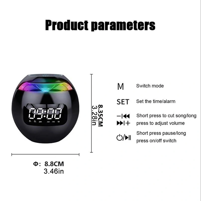 Digital Alarm Clock Night Light USB Wireless Bluetooth Speaker Clock