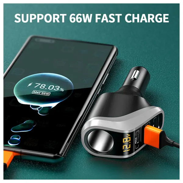 12/24V 188W Multifunctional Fast Car Charger With Cigarette Lighter