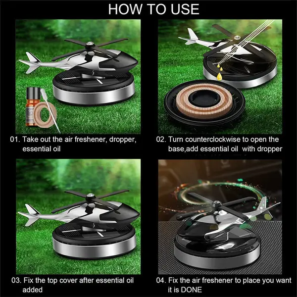 Solar Power Rotating Airplane Helicopter Fragrance