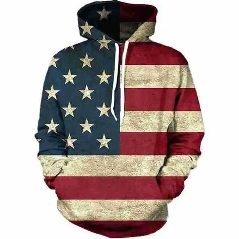 Custom 3D Print USA Flag Bald Eagle Pullover Hoodies