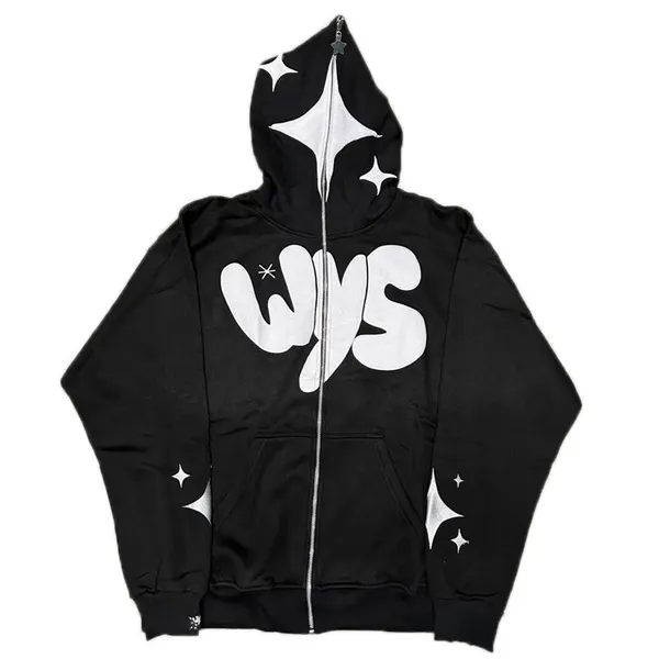 Custom Logo Printed Oversize Puff Print Hoodie Y2K Full Zip Up Hoodie