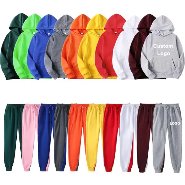 Plus Size Plain Blank Custom Logo Sweatshirts Hoodie Set Unisex