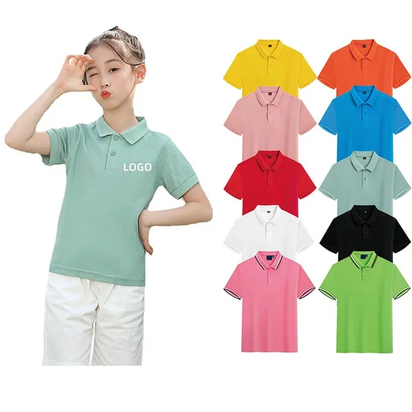 Custom Primary School Kindergarten Students Cotton Polo Shirts Uniform