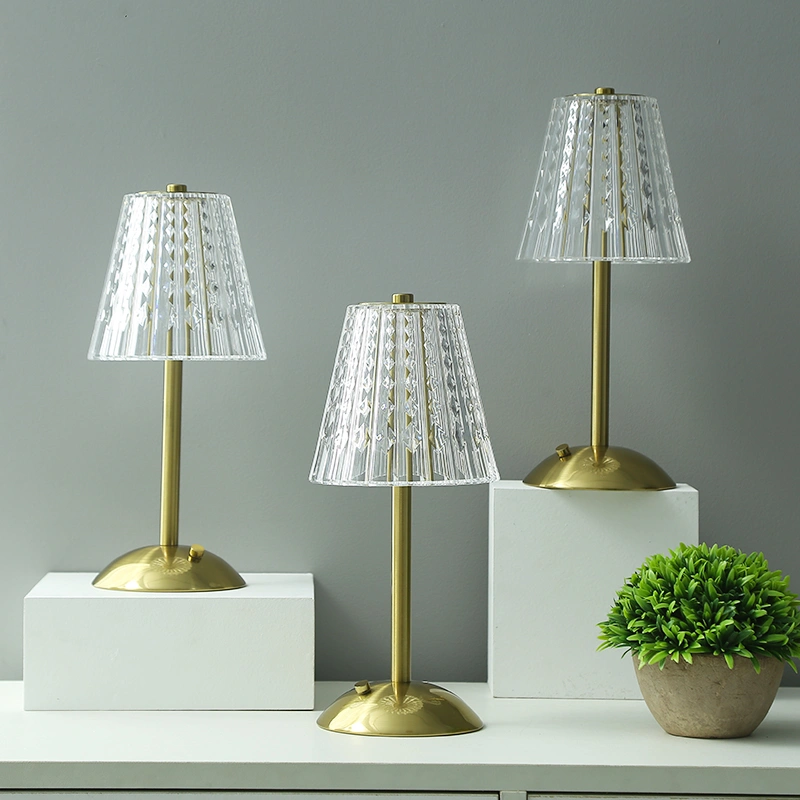 lámpara de cristal de mesa de bar de restaurante recargable led de diamante