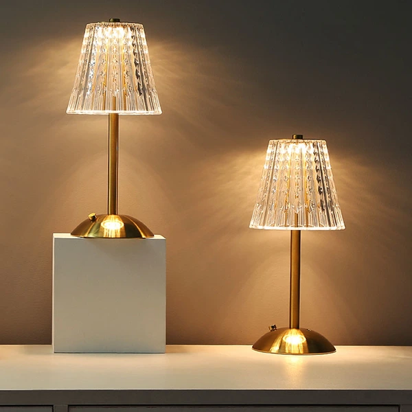 lámpara de cristal de mesa de bar de restaurante recargable led de diamante