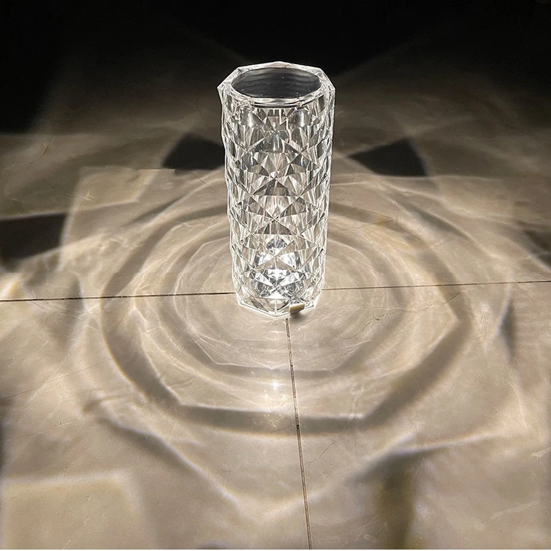 مصباح طاولة كريستال أكريليك مع بطارية USB قابلة لإعادة الشحن 