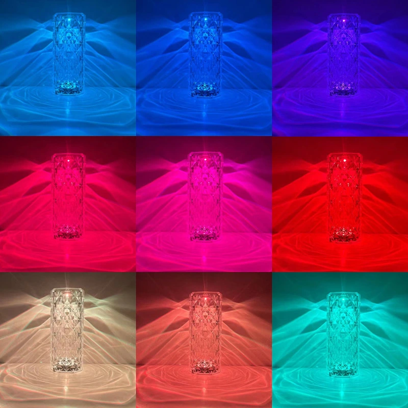 مصباح طاولة كريستال أكريليك مع بطارية USB قابلة لإعادة الشحن 