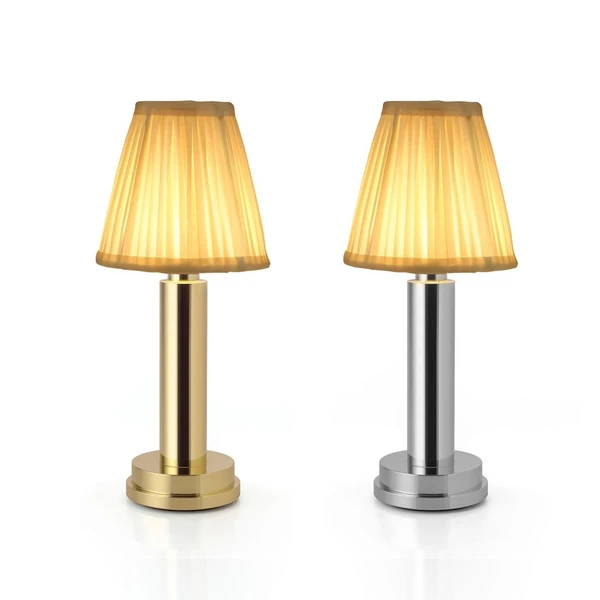 lámpara de mesa de pantallas recargables inalámbricas de aluminio con tela 